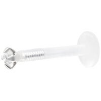 Push-Fit Mini Crystal Labret in Kristallklar Kristallklarer Labret mit Push Fit auf weißem Hintergrund