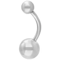 Silbernes Bauchnabelpiercing aus Chirurgenstahl Silbernes Bauchnabel Bananabell aus Chirurgenstahl auf weißem Hintergrund