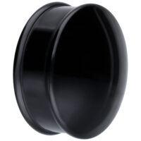 Schwarzer PMMA Plug für Ohrpiercing Schwarzer runder Plug aus PMMA auf weißem Hintergrund