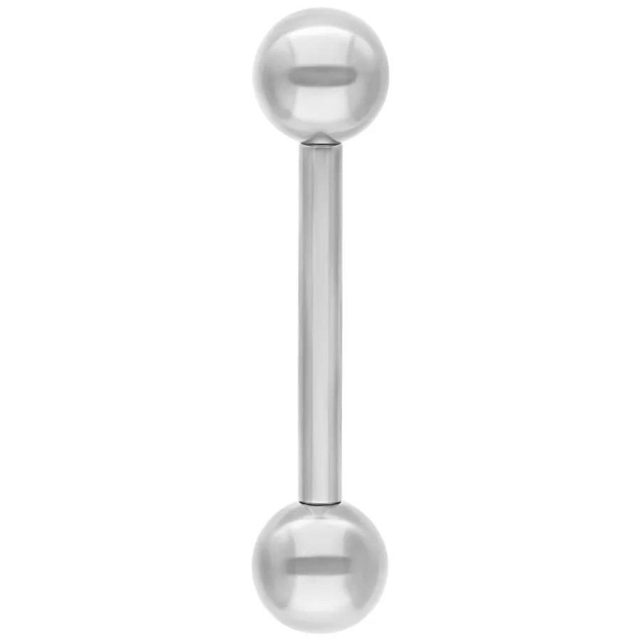 Silberner Titan Barbell mit Innengewinde auf weißem Hintergrund