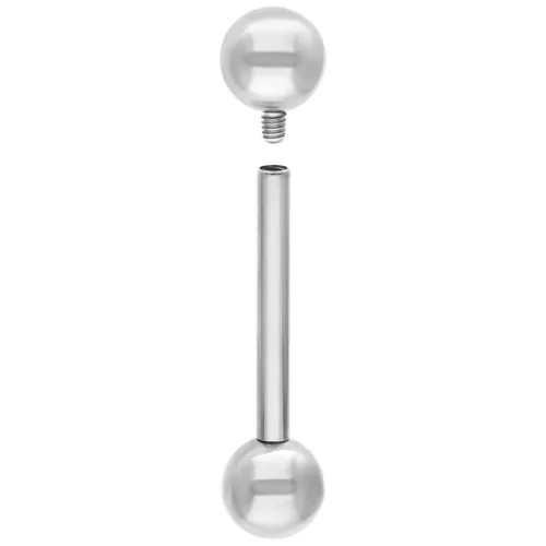 Silbernes Titan-Barbell mit zwei Kugeln auf weißem Hintergrund