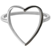 Silberner Herzring, 17.0 mm, Chirurgenstahl Silberner Herzring aus Chirurgenstahl, Größe 17.0 mm, auf weißem Hintergrund