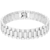 Silbernes Armband aus Chirurgenstahl Unisex Armband aus silbernem Chirurgenstahl auf weißem Hintergrund