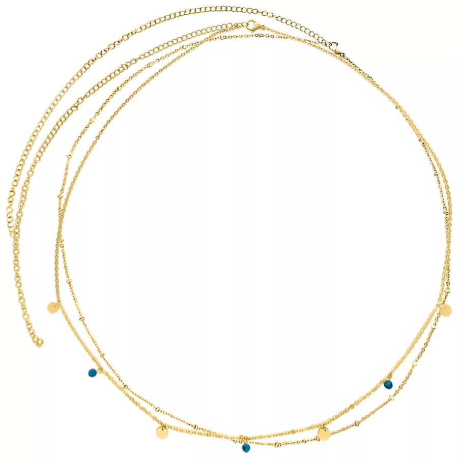 Goldene zweireihige Bauchkette aus Chirurgenstahl 316L auf weißem Hintergrund