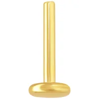 14K Gold Labret Stud ohne Aufsatz Goldener Labret Stud mit Innengewinde auf weißem Hintergrund