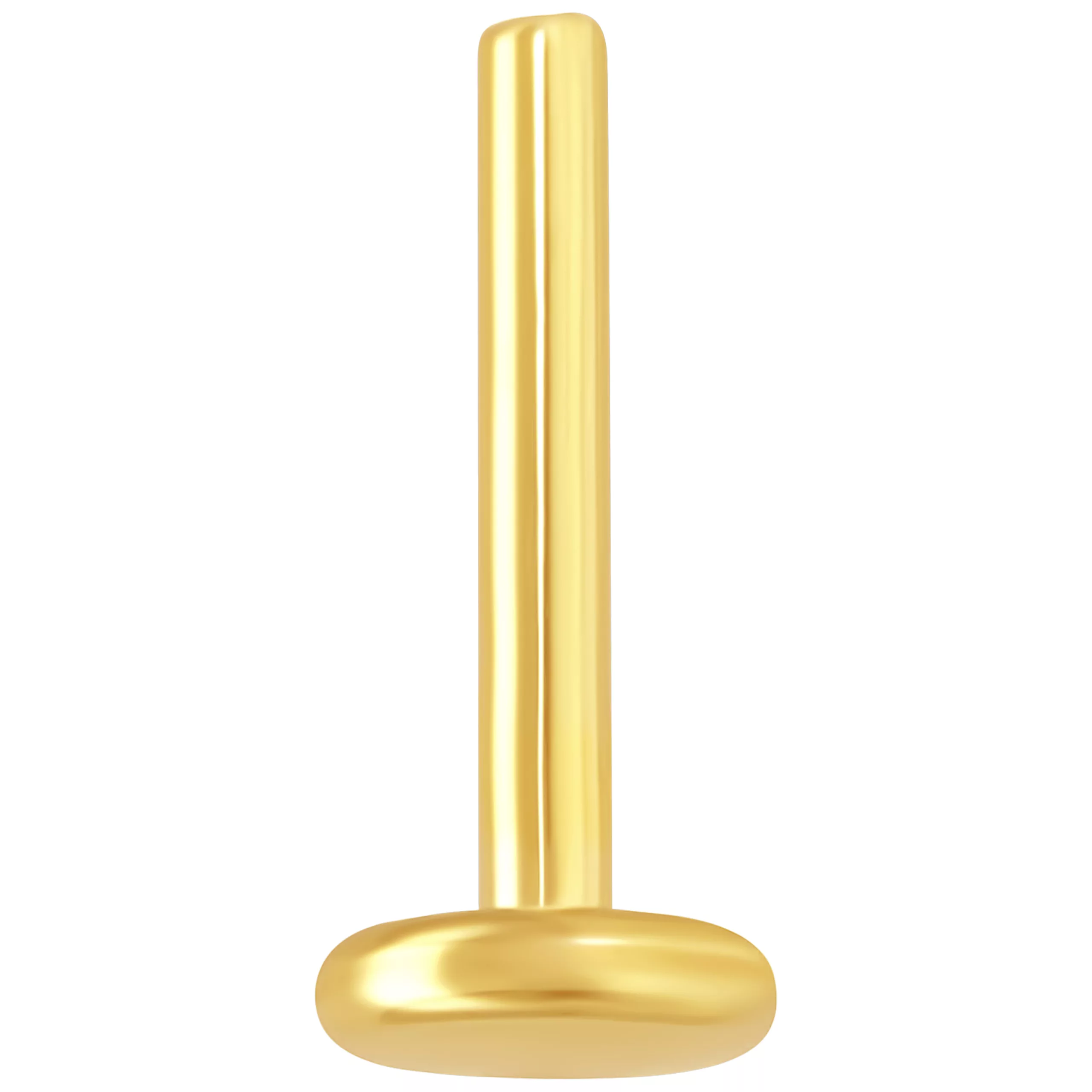 14K Gold Labret Stud ohne Aufsatz Goldener Labret Stud mit Innengewinde auf weißem Hintergrund