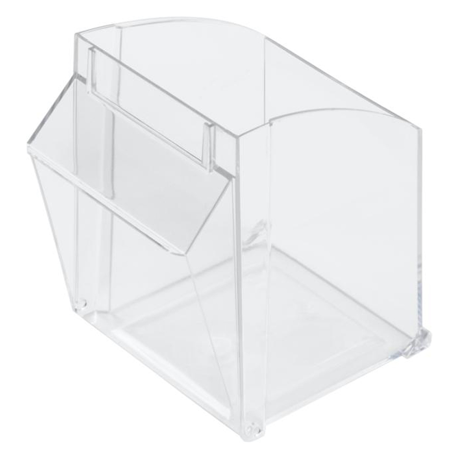 Transparenter Displaybehälter 101x97/108mm Transparenter Kunststoffbehälter zur Präsentation auf weißem Hintergrund