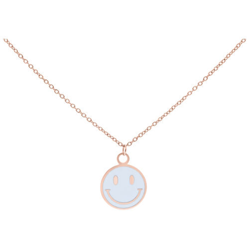 Little White Smiley Necklace - Rosegold