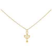 Goldene Kette mit hängendem Lilienanhänger auf weißem Hintergrund