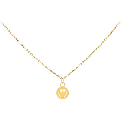 Goldene Kette mit Smiley-Anhänger auf weißem Hintergrund