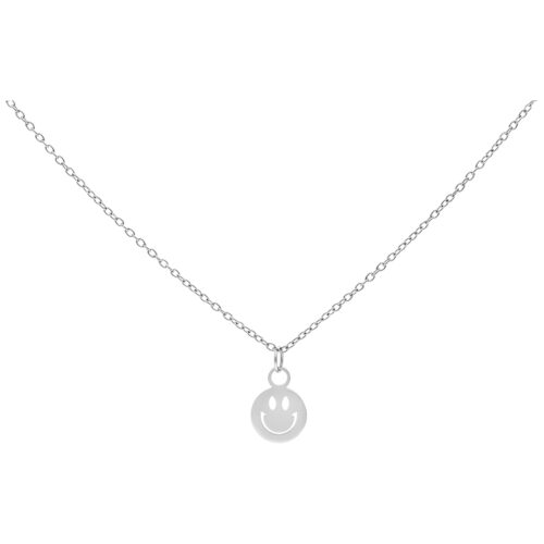 Silberne Smiley-Kette aus Chirurgenstahl auf weißem Hintergrund