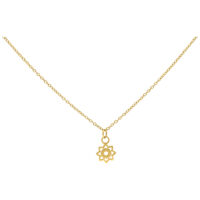 Goldene Little Sunflower Kette aus Chirurgenstahl Goldene Kette mit kleinem Sonnenblumen-Anhänger auf weißem Hintergrund