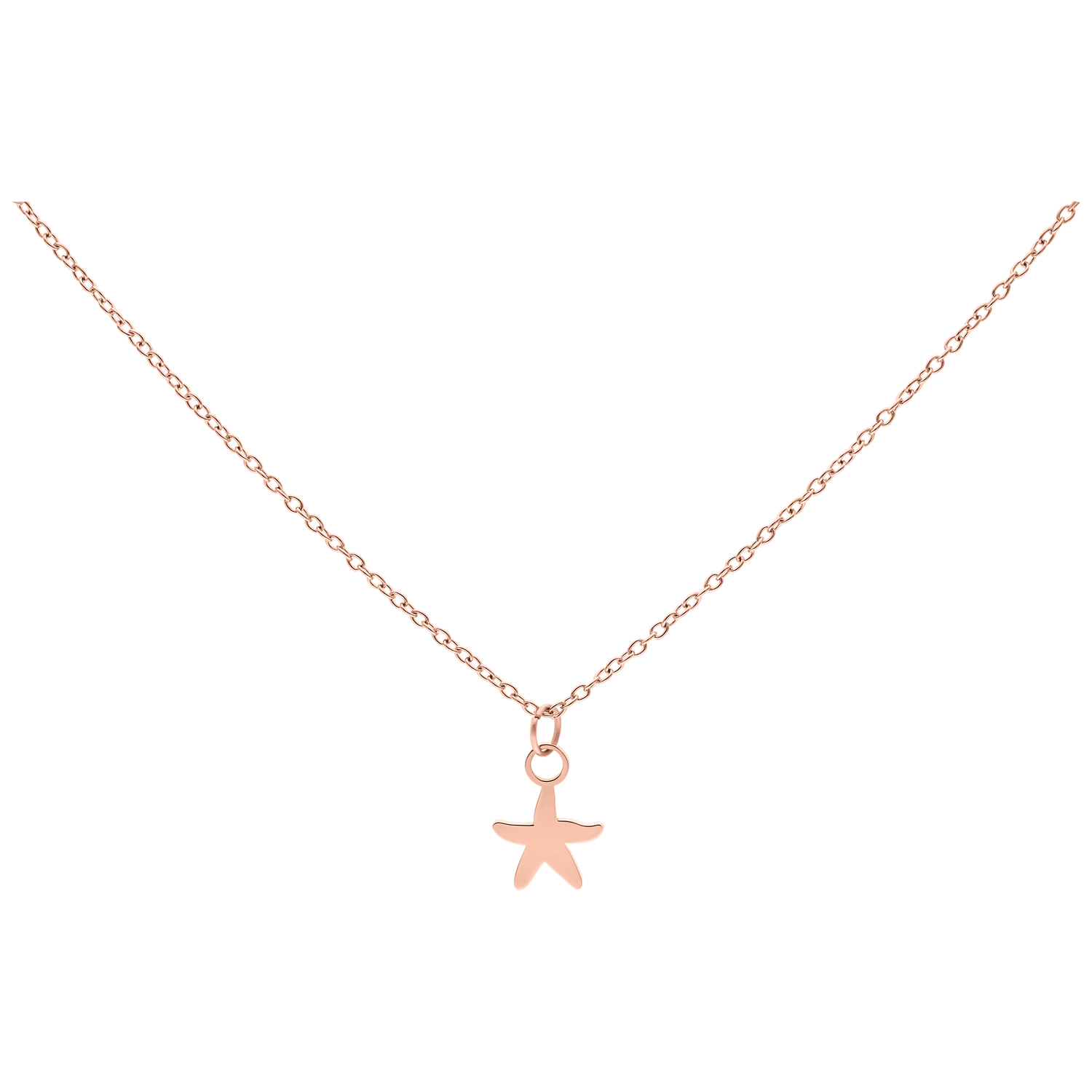 Wildcat Little Starfish Kette Roségold Roségoldene Kette mit einem kleinen Seestern-Anhänger auf weißem Hintergrund