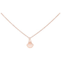 Kette aus Chirurgenstahl mit Muschel-Anhänger in Roségold auf weißem Hintergrund