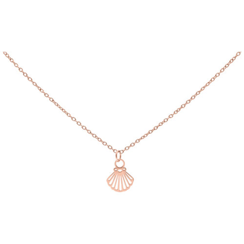 Kette aus Chirurgenstahl mit Muschel-Anhänger in Roségold auf weißem Hintergrund