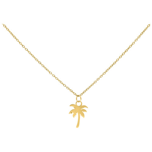 Goldene Kette mit Palmenanhänger auf weißem Hintergrund, 50 cm lang
