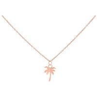 Palm Kette in Roségold von Wildcat Roségoldene Kette mit Palmenanhänger auf weißem Hintergrund