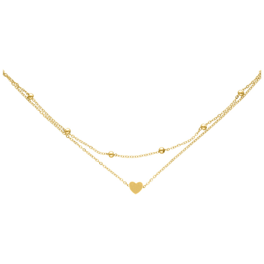 Goldene Fußkette mit kleinem Herzanhänger auf weißem Hintergrund
