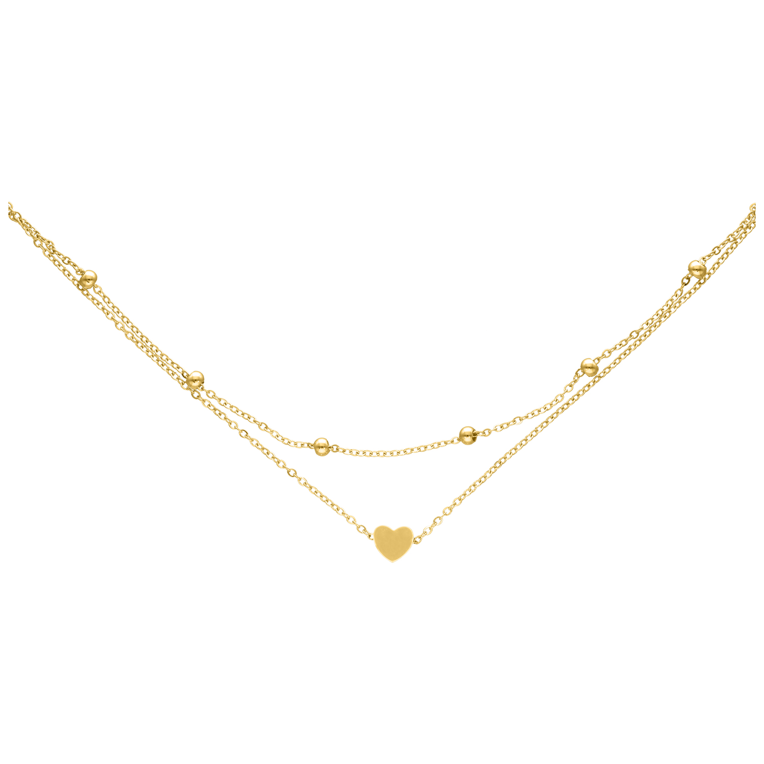 Goldene Fußkette mit kleinem Herzanhänger auf weißem Hintergrund