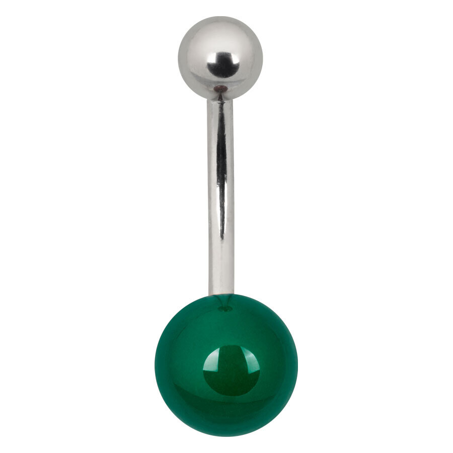 Titan Bananabell Grün 10mm 1,6mm Grünes Titan Bananabell mit 10mm Länge und 1,6mm Stärke auf weißem Hintergrund