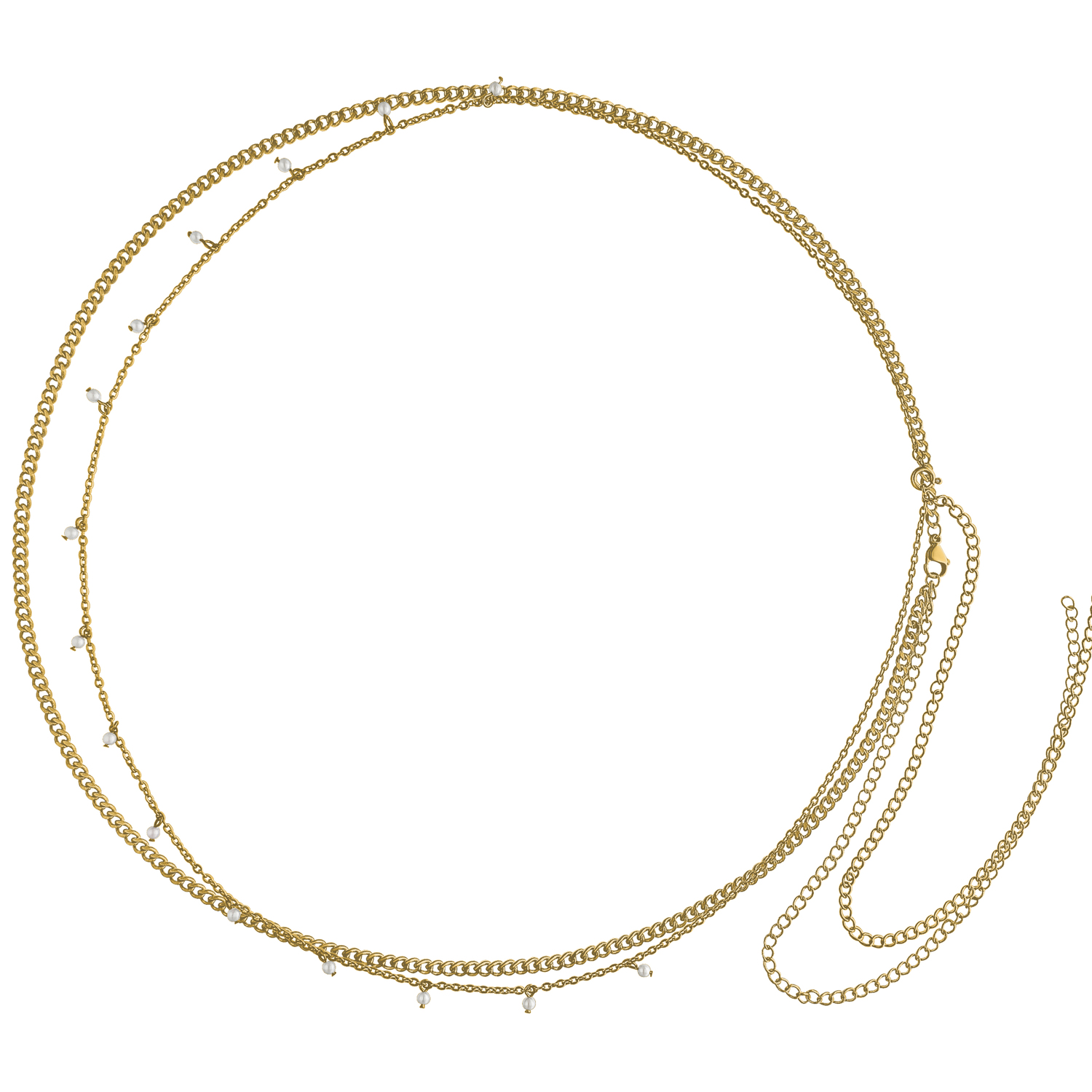 Goldene Bauchkette aus Chirurgenstahl 316L mit Perlen