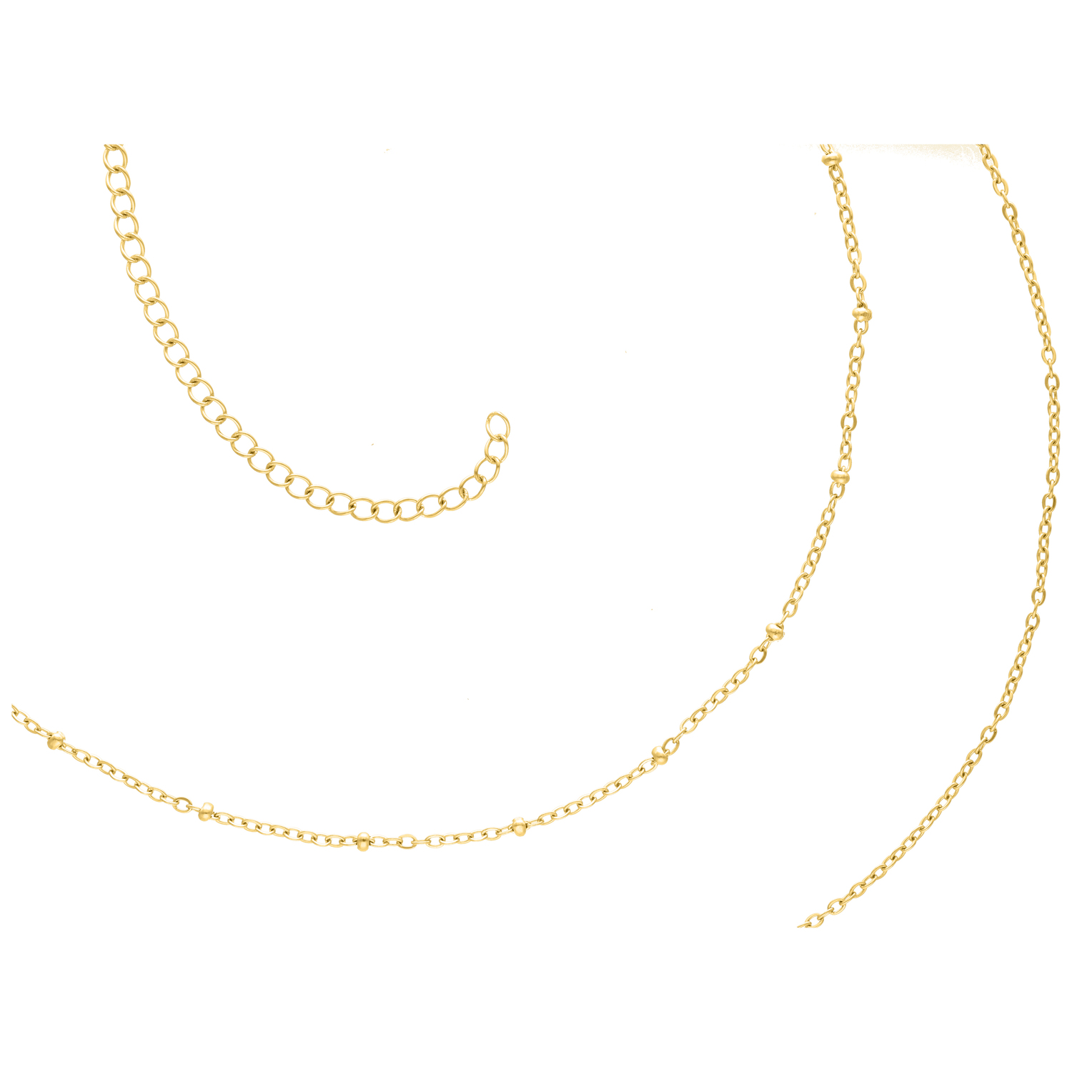 Goldene Doublerow Bauchkette aus Chirurgenstahl Goldene zweireihige Bauchkette auf weißem Hintergrund, aus Chirurgenstahl 316L
