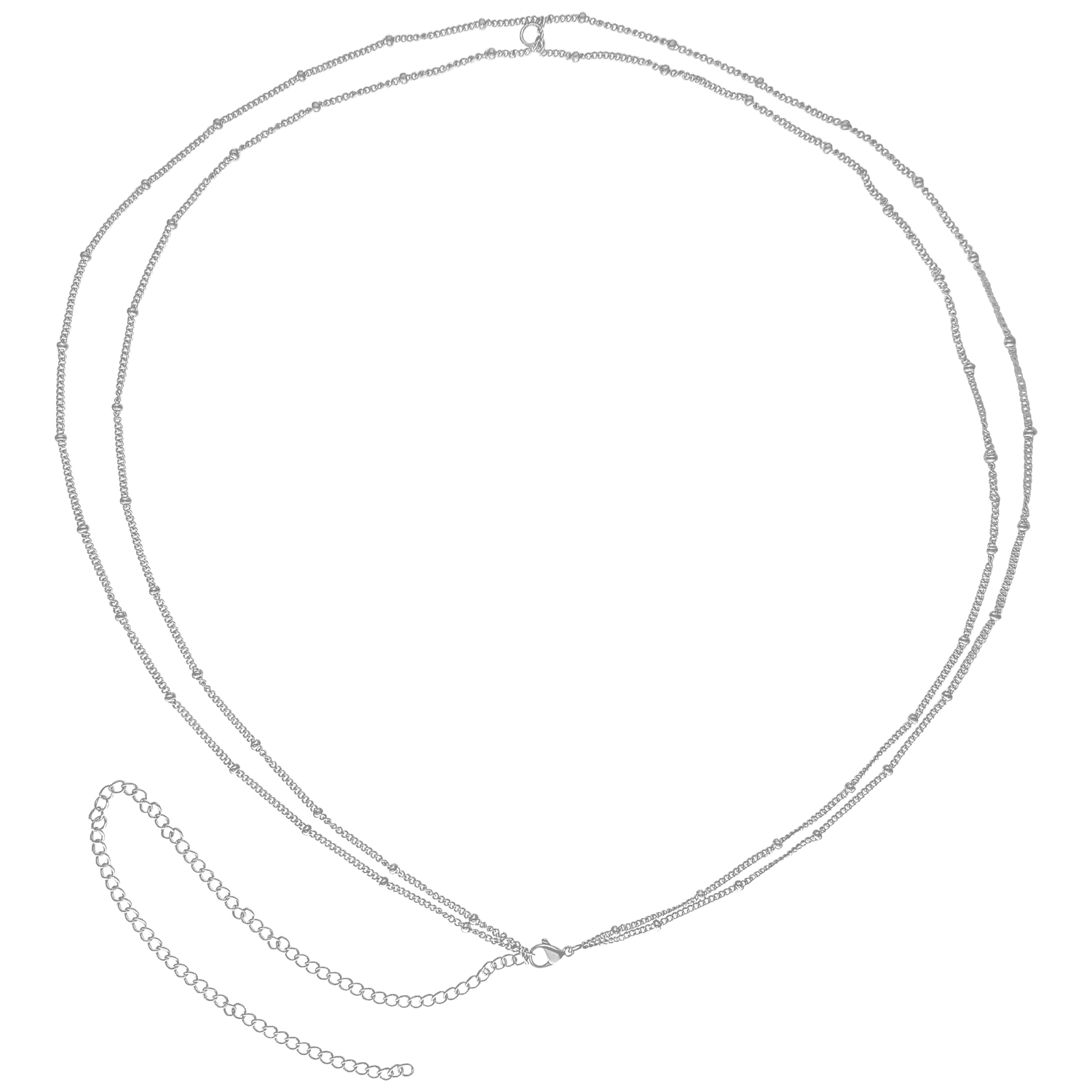Silberne Bauchkette aus Chirurgenstahl 316L auf weißem Hintergrund