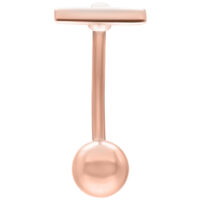 Roségoldenes Bar Micro Bananabell 1,6 mm Roségoldenes Bananabell mit 1,6 mm Stärke und 12 mm Länge auf weißem Hintergrund