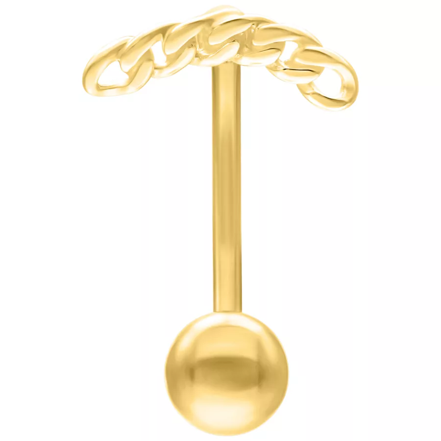 Goldenes Micro Bananabell mit Kettenmuster, 1,2 mm Stärke, 8 mm Länge