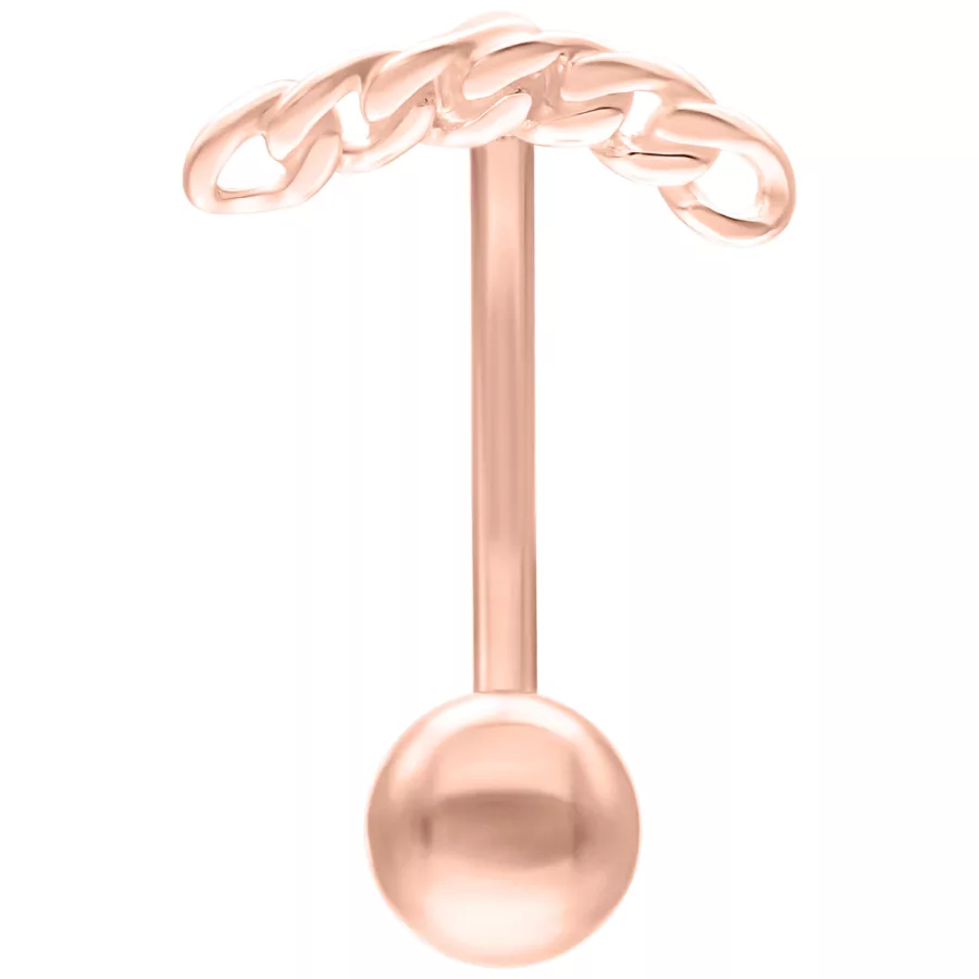 Roségoldenes Micro Bananabell mit Kettenstruktur, 1,2 mm Stärke, 8,0 mm Länge