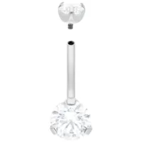 Silberfarbener Double Crystal Bananabell 10mm Silberfarbener Bananabell mit zwei klaren Kristallen auf weißem Hintergrund