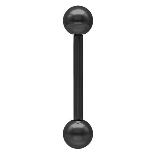 Schwarzer Standard Barbell Piercing mit zwei Kugeln aus Chirurgenstahl