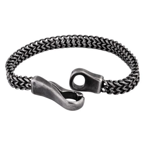 Mattschwarzes Armband mit Lace-Muster aus Chirurgenstahl auf weißem Hintergrund