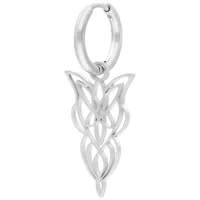 Elegante Little Elves Hoops in Silber Silberne Little Elves Ohrringe mit filigranem Design auf weißem Hintergrund