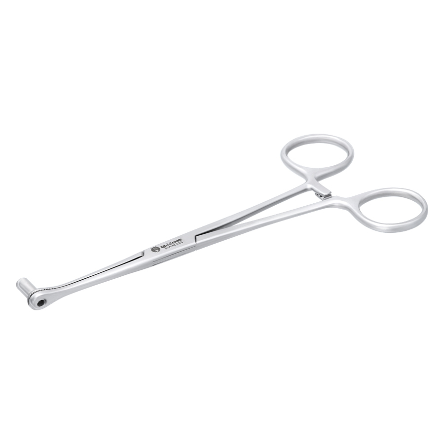 Septum Close End Werkzeug aus Edelstahl Silbernes Septum Close End Werkzeug auf weißem Hintergrund