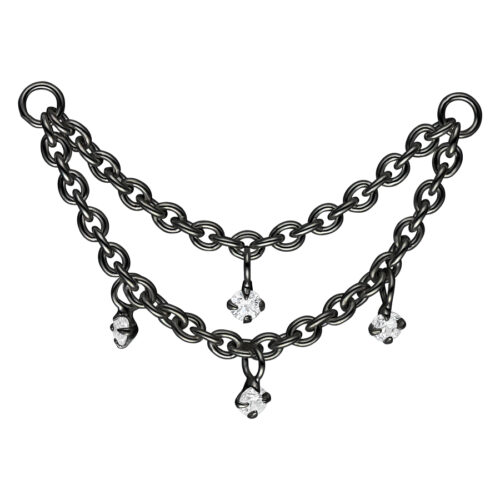 Multilayer Crystal Piercing Connection Chain - Black Metal