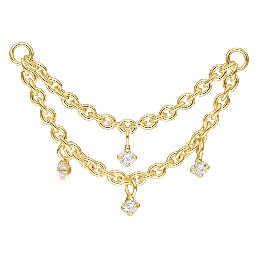Multilayer Crystal Piercing Connection Chain - Golden Metal