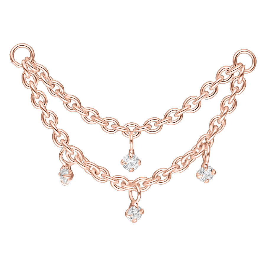 Multilayer Crystal Piercing Connection Chain - Rosegold