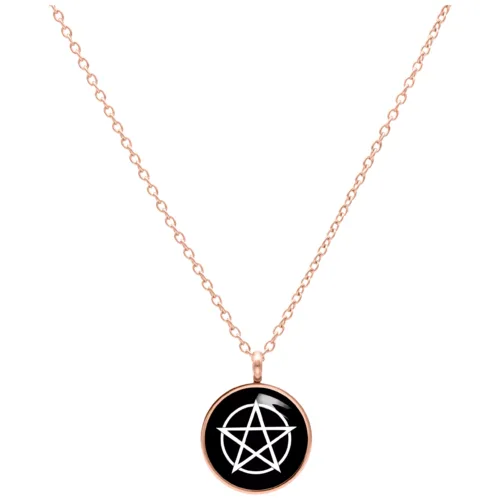 Pentagram Kette aus Chirurgenstahl in Roségold auf weißem Hintergrund