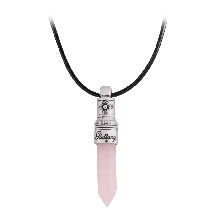 Wildcat Gluttony Kette in Rosa und Silber Rosa Gluttony Kette mit silbernem Anhänger und schwarzem Lederband