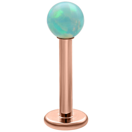 Mintgrüner synthetischer Opal auf roségoldenem Labret mit Außengewinde