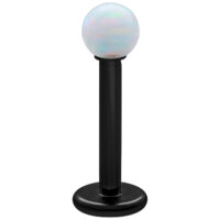 Weißer synthetischer Opal auf schwarzem Titan Labret, Länge 5,0 mm