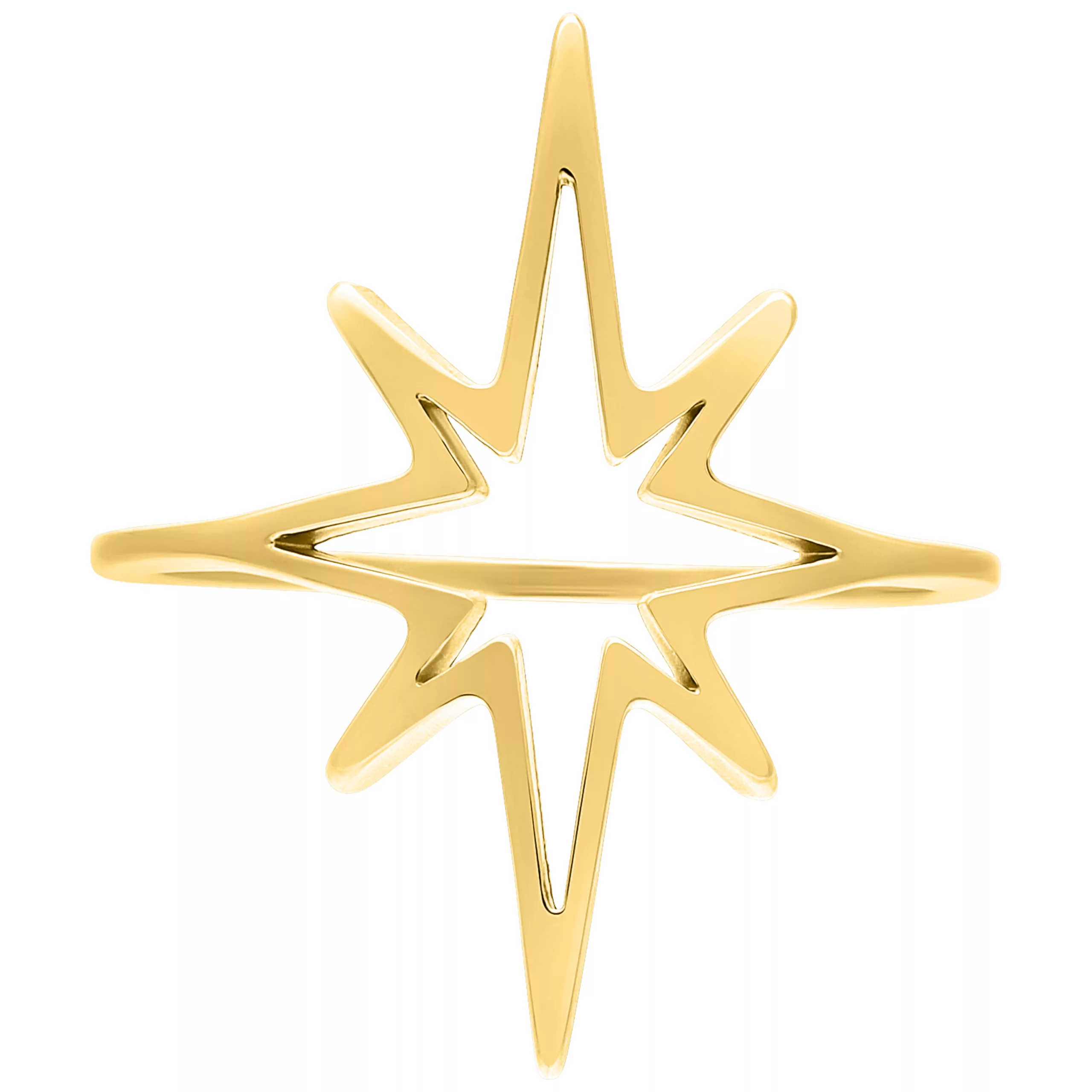 Goldener Polar Star Ring mit 17 mm Größe auf weißem Hintergrund