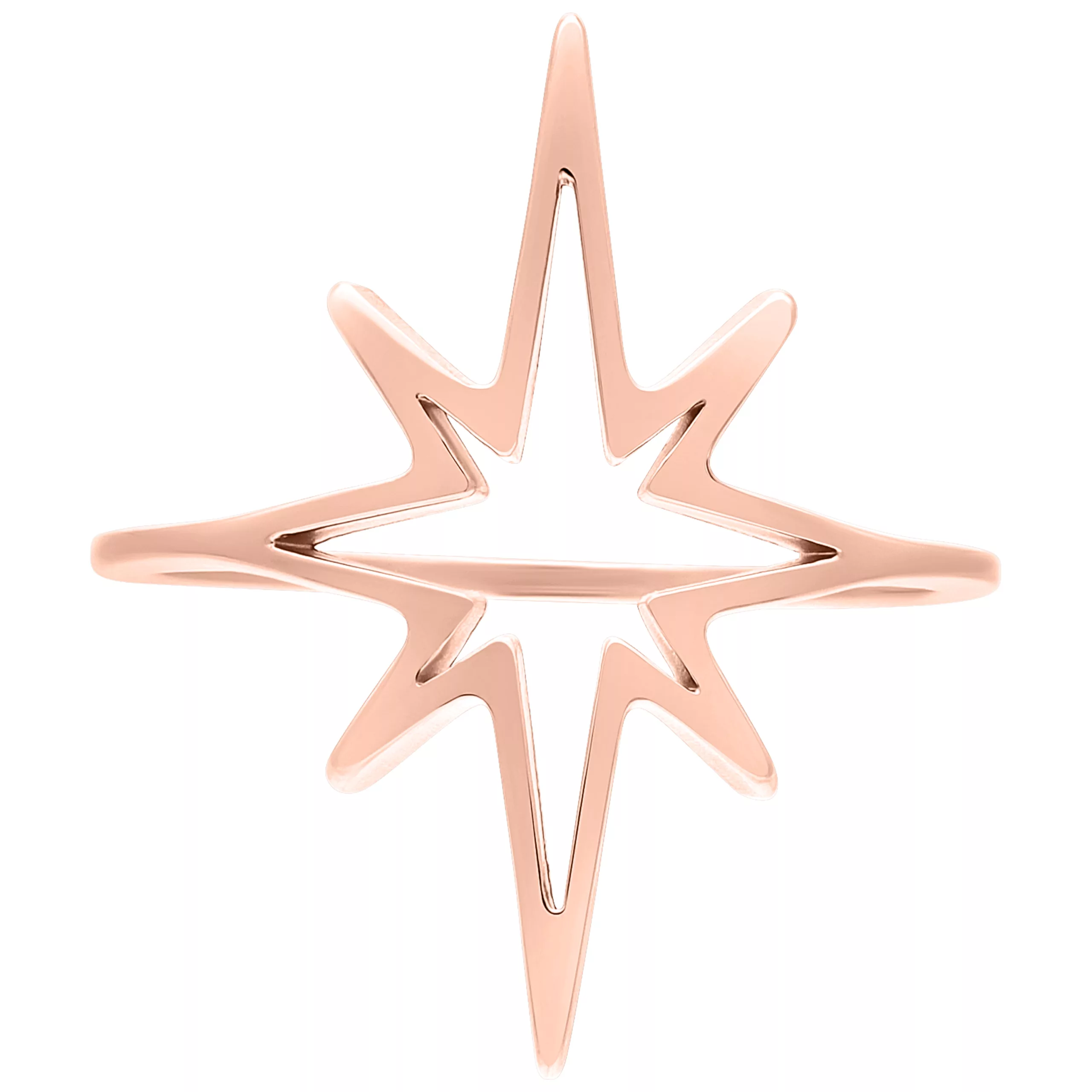 Roségoldener Polar Star Ring auf weißem Hintergrund, Ringgröße 17 mm