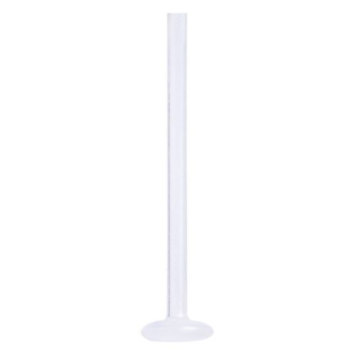 Transparenter PTFE Labret Stab mit flacher Basis auf weißem Hintergrund