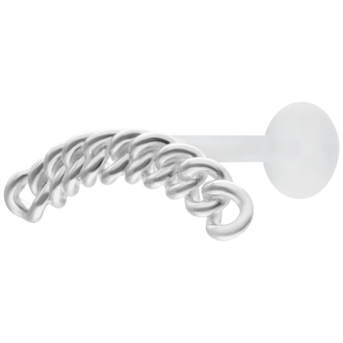 Silbernes Labret mit massiver Kettenglieder-Optik auf weißem Hintergrund