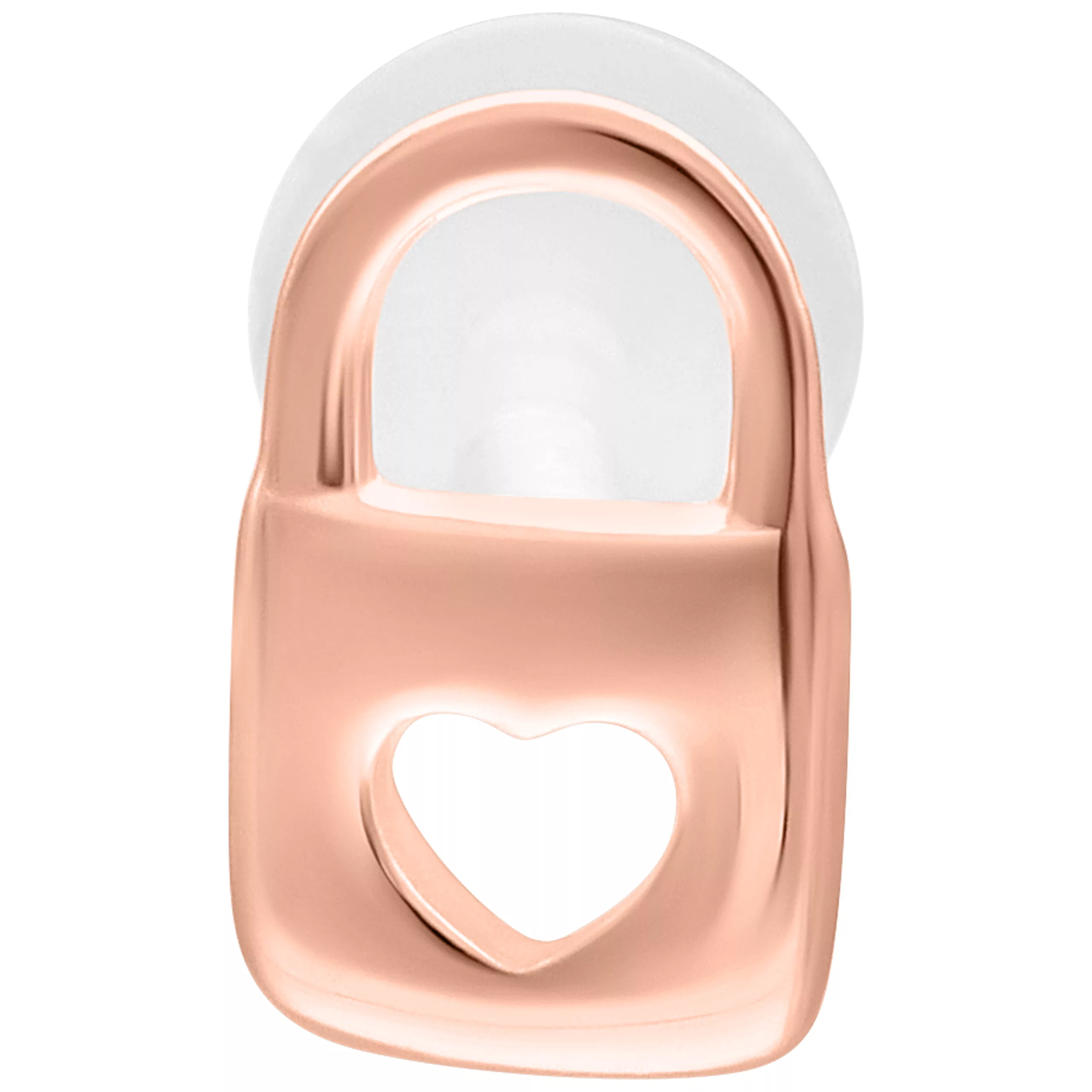 Roségoldenes Labret mit Herzform auf weißem Hintergrund