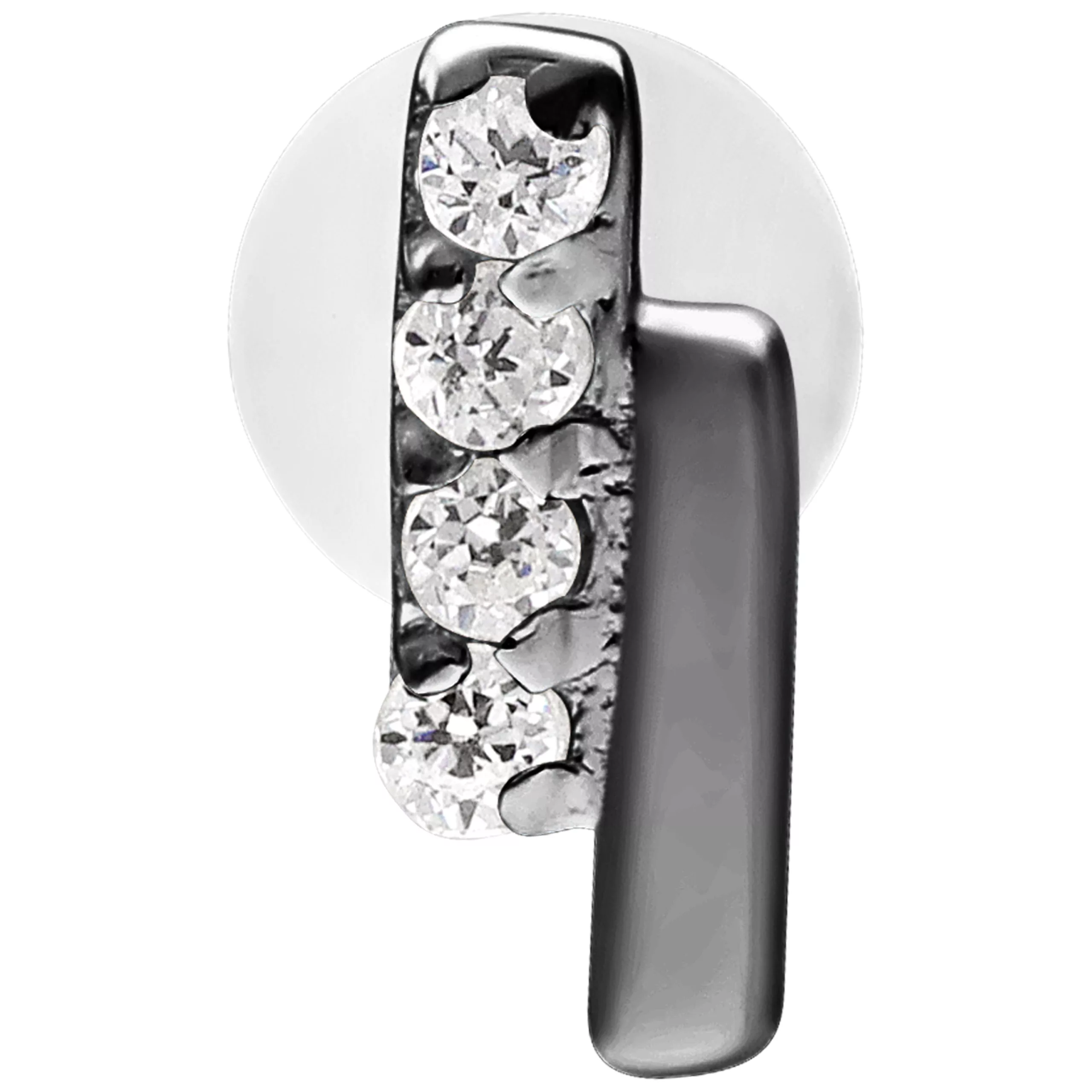 Crystal Double Bar Push Fit Labret in Schwarz mit 5,0 mm Platte auf weißem Hintergrund