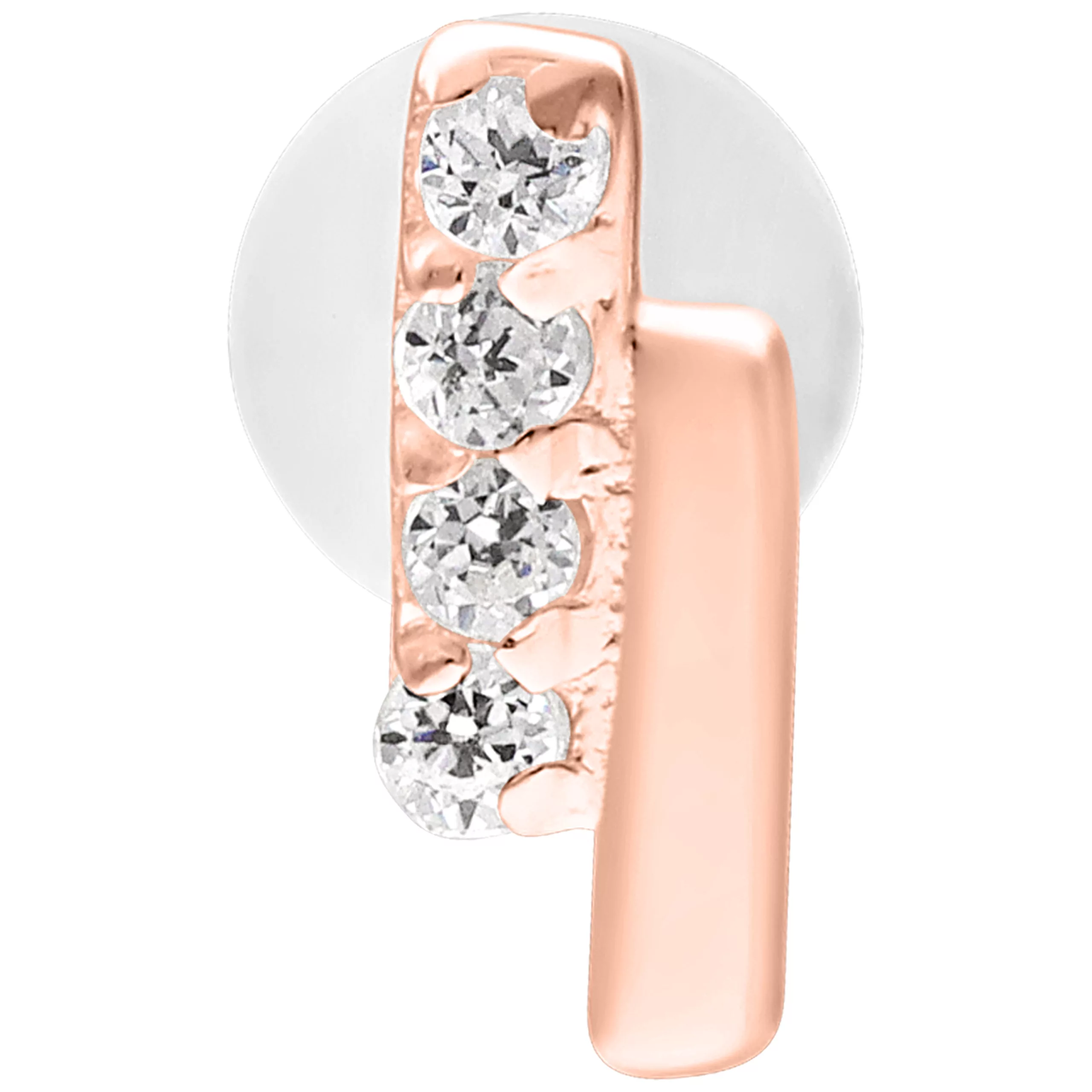 Roségold Labret mit zwei Kristallbalken auf weißem Hintergrund