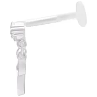 Silbernes Labret mit Push Fit System, 5,0 mm Länge auf weißem Hintergrund